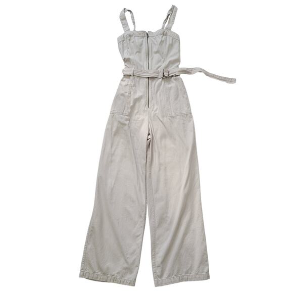 Hollister	Size	S Utility Jumpsuit Cotton Blend Zip Pockets Gray Smooth Back - Picture 1 of 9